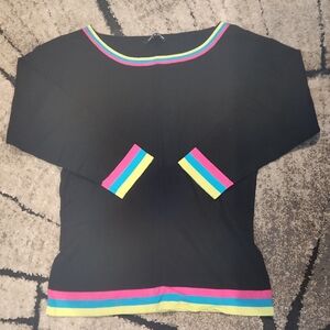 Cable And Gauge Black Top with Multicolor Stripes